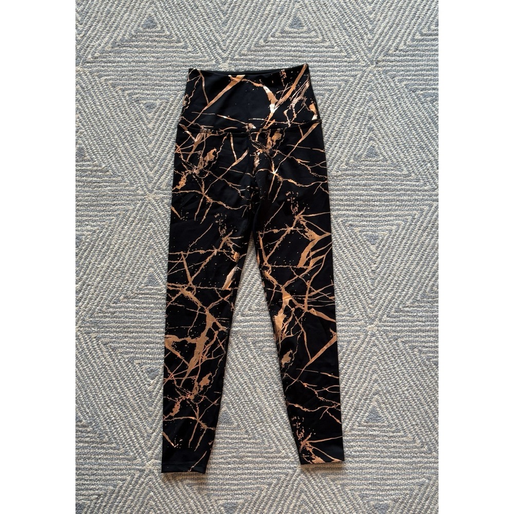 Women's Beyond Yoga Lost Your‎ Marbles High Waisted Legging- Black/Rose Gold XS